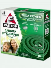 РАПТОР Спираль от комаров без запаха Mega Power /10 №1183185600