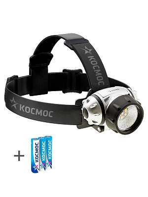 КОСМОС Фонарь налобный H19LED,  1W XPE LED + 6 SMD LED 3*AAA(R03), батарейки в комплекте №1094951800