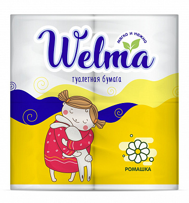 WELMA Туалетная бумага двухслойная с втулкой с ароматом ромашки /4 №1025576300