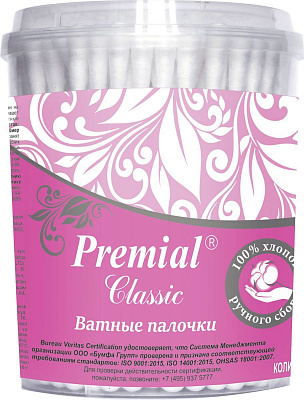 PREMIAL Ватные палочки Classic (цилиндр) /100 №668619700