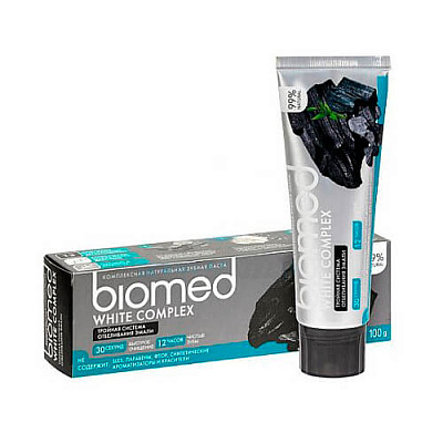 Отбеливающая зубная паста BIOMED WHITE COMPLEX с углем, 100 гр №679391800