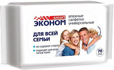 Эконом smart влажные салфетки д/всей семьи /70  №748814500