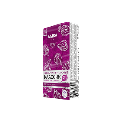 AMRA Платочки бумажные неароматизированные /10*10 №671354000